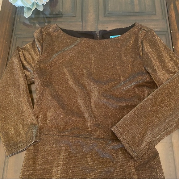 Alice + Olivia Gold Bronze Dress Back Mesh Detail size 6 - Picture 4 of 15